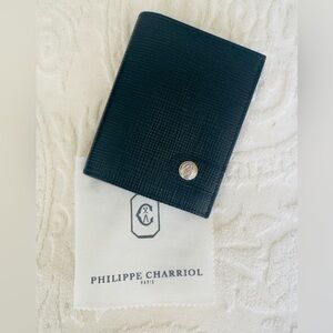 NWO Vintage Philippe Charriol Small Black Leather Notepad Holder
